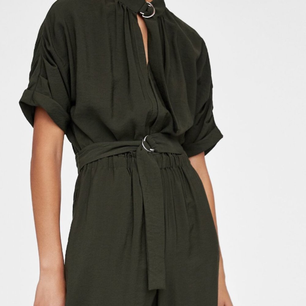 Zara Buckled olive green jumpsuit - Picture 6 of 8